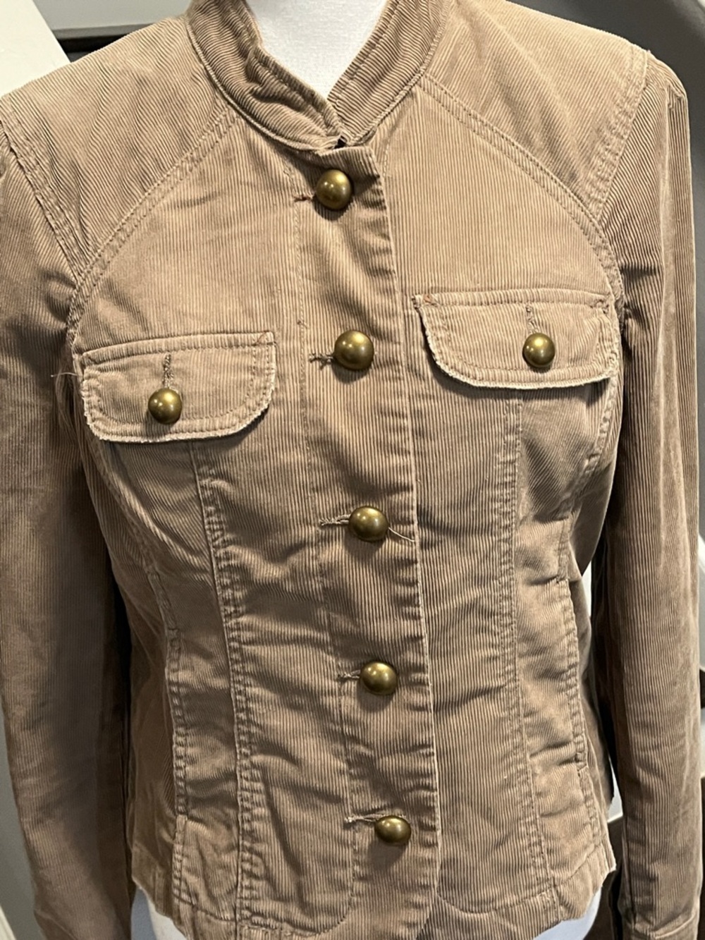 Calvin Klein Jeans Women's Tan Corduroy Military-Style Jacket. Sz L Back Design